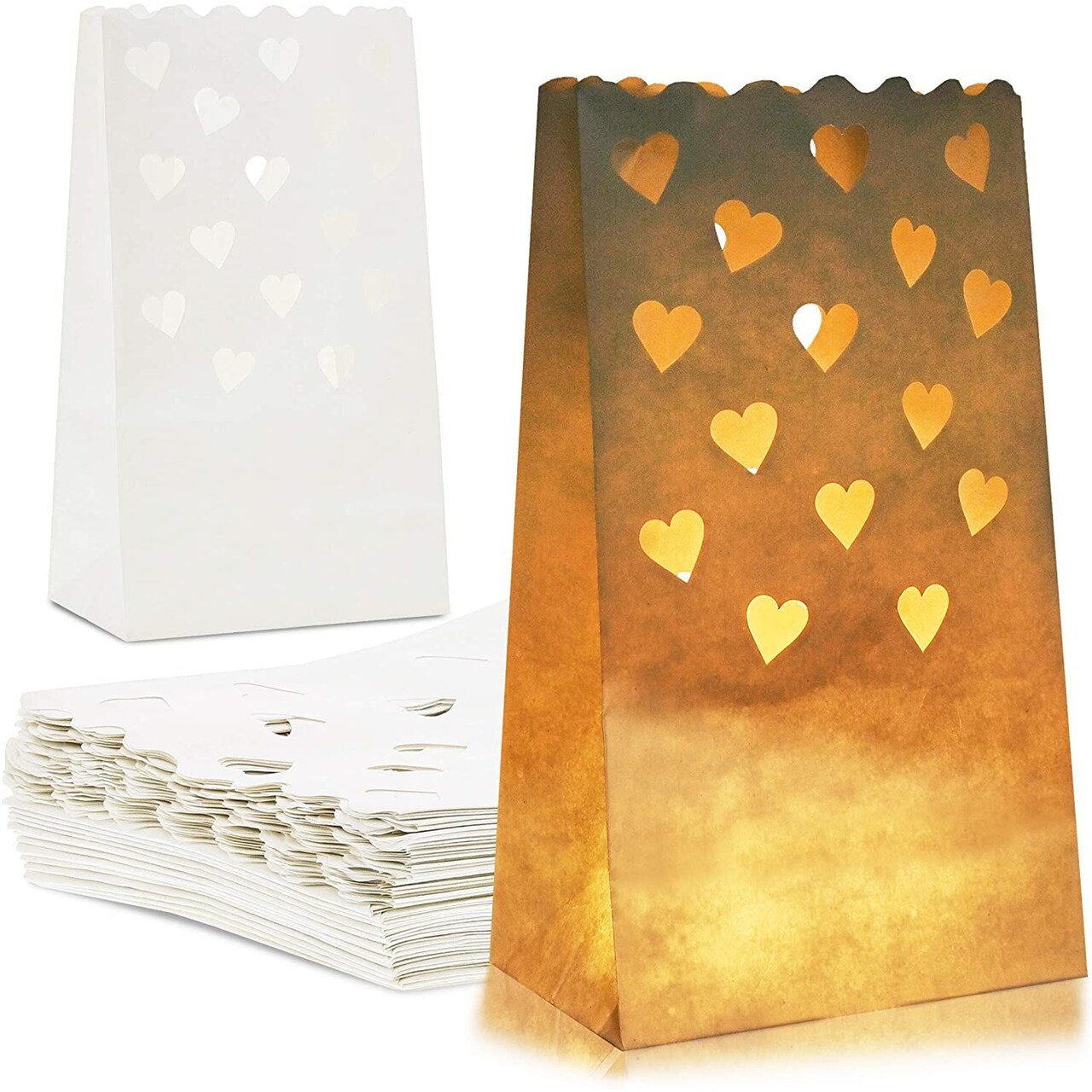 Juvale 24-Pack White Tea Light Candle Luminary Bags for Weddings, Party Decoration, 10 x 6 x 3.5 Inches